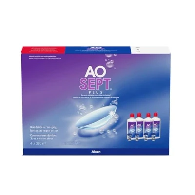 Abbildung von Aosept Plus Kontaktlinsen Pflegemittel, Systempack, 4 x 360 ml
