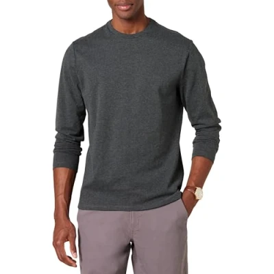 Abbildung von Amazon Essentials Herren Langärmeliges T Shirt, Schmale Passform, Dunkelgrau Meliert, M