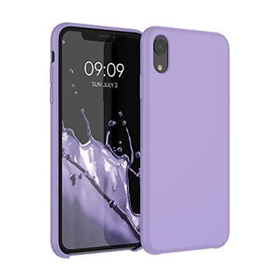 Abbildung von kwmobile Hülle kompatibel mit Apple iPhone XR Silikon Handy Case Handyhülle weiche Oberfläche kabelloses Laden Veilchen Lila