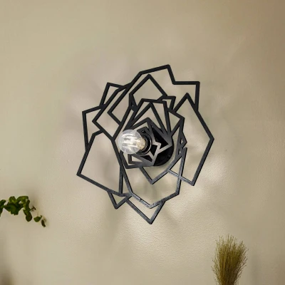Abbildung von Origami Wandleuchte rosa Apertura D40cm Holz und Metall Schwarz Menzzo