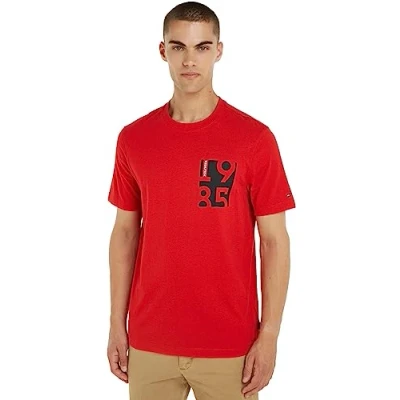 Abbildung von Tommy Hilfiger Tshirt print, Herren, Größe: Small, Primary red