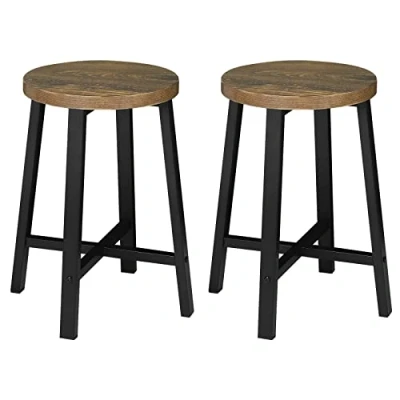 Abbildung von WOLTU Esszimmerstühle 2er Set, Küchenstuhl, Esszimmerhocker, Küchenhocker, Hocker mit Metallbeinen, im Industrial Design, Vintage Holzmaserung Schwarz, BH370hov 2