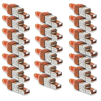 Abbildung von NAUC CAT 7 RJ45 Netzwerkstecker 20x Stecker Steckverbinder mit Zugentlastung geschirmt werkzeuglos CAT7 LAN Netzwerkkabel