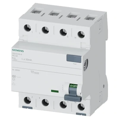Abbildung von Siemens 5SV33466 FI Schutzschalter 3P+N TypA 30mA 63A 400V