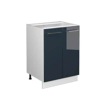 Abbildung von Vicco Küchenunterschrank Fame Line, Dunkelblau Hochglanz/Weiß, 60 cm ohne Arbeitsplatte