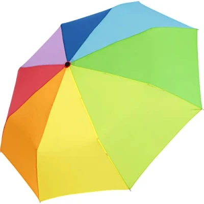 Abbildung von iX brella Taschenregenschirm Mini Regenbogenschirm leicht mit Auf Zu Automatik, farbenfroh