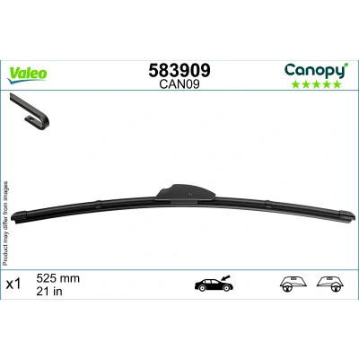 Abbildung von Scheibenwischer Valeo Canopy 583909 525mm Flachbalkenwischblatt, Wischgummi aus &gt;80 % nachhaltigen Materialien VOLKSWAGEN: Golf 4 Schrägheck