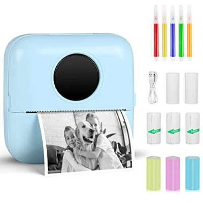 Abbildung von GuKKK Mini Drucker, Mobiler Fotodrucker, Tragbarer , Wireless Thermodrucker, Smartphone Bluetooth für Lernhilfe,Lernnotizen, Notizen, Journal, Liste (A)