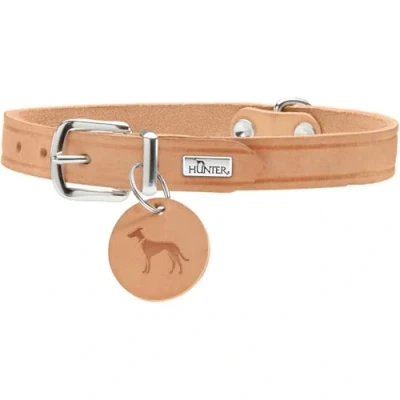 Abbildung von HUNTER Aalborg Hundehalsband, Leder, schlicht, robust, komfortabel, 32 (XS), natur