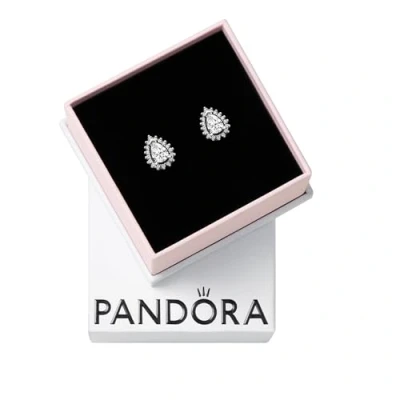 Abbildung von Pandora Sparkling PEAR HALO STUD Ohrringe, Damen, Größe: One Size, Sterling silver