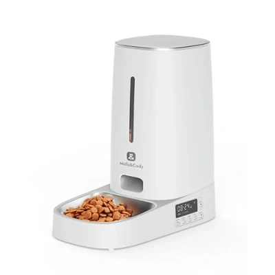Abbildung von Molly&amp;Cody BALOU Futterautomat für Katzen &amp; Hunde (4L Behälter, automatischer Futterspender Trockenfutter, Fütterung nach Zeitplan, LED Anzeige, Tastensperre, duale Stromversorgung, Edelstahl)