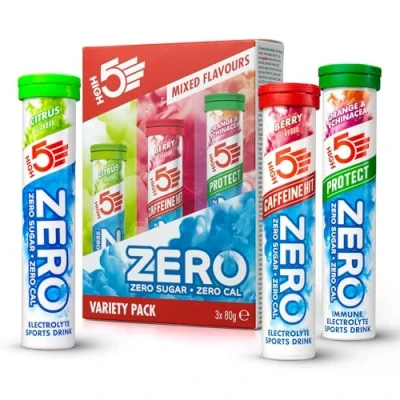 Abbildung von HIGH5 ZERO Elektrolyte Ohne Zucker Hydration Helper, Für Mehr Leistung und Wohlbefinden Potassium Calcium Magnesium Brausetabletten Mischpackung, 60 Tabletten (3 x 20 Stück)