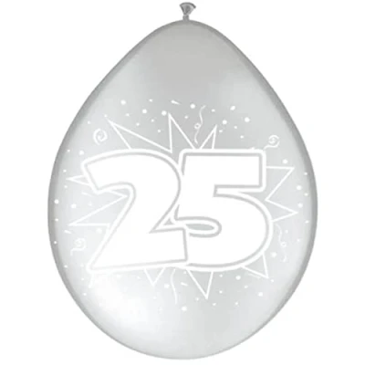 Abbildung von Luftballons 25 Jahre verheiratet Silber 30 cm 8 Stücke