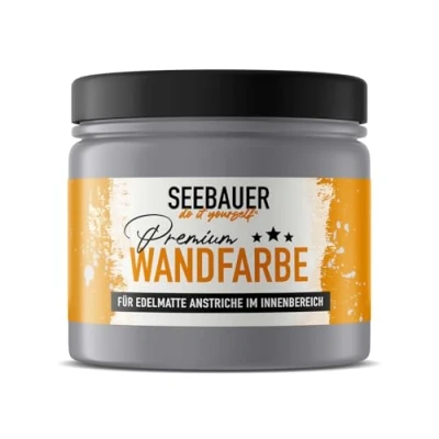 Abbildung von SEEBAUER diy Wandfarbe Grau 300ML für Innen (No. 227 Fossil Sense) Edelmatte graue Innenfarbe Grautöne sehr hohe Deckkraft Matt, Abwaschbar und Tropffrei