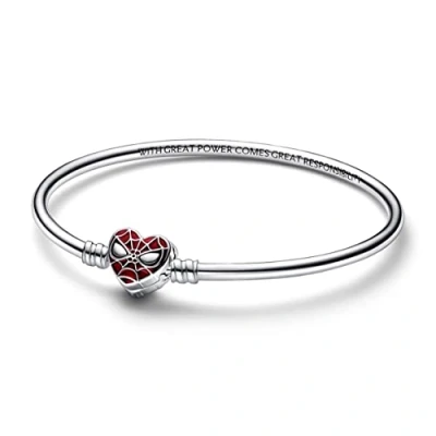 Abbildung von Pandora Marvel Spiderman MASK Clasp Bangle Armband, Damen, Größe: 21, Sterling silver