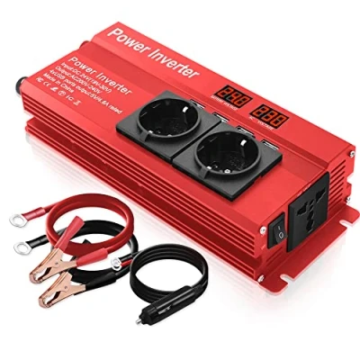 Abbildung von LVYUAN Spannungswandler 24V 230V 800W / 1600W Wechselrichter mit 3 Steckdose und 4 USB LED Spannungsanzeige