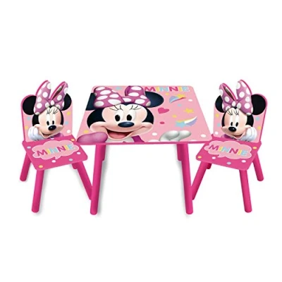 Abbildung von Disney Nixy Kids Minnie Maus Holztisch und 2 Stühle, Set