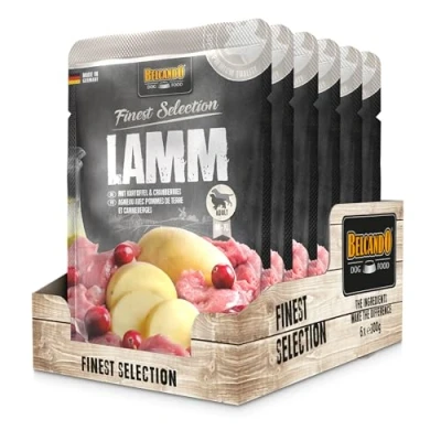 Abbildung von Belcando Finest Selection Adult Lamm mit Kartoffel und Cranberries Doppelpack 2 x 6 300 g Feuchtnahrung für Sensible oder wählerische Hunde Praktischen Einzelportionen