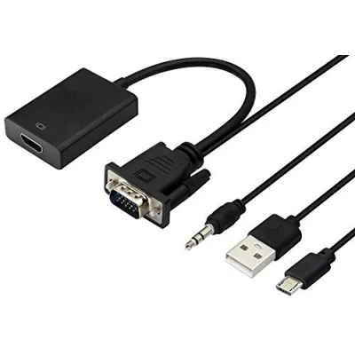 Abbildung von zdyCGTime Ausgang 1080P VGA Männlich auf HDMI Weiblich Audio Video Kabel Adapter, mit 3,5mm und USB Kabel, kompatibel Computern, Laptops,Projektoren,HDTV,DVD,Monitoren.(VGA M/F)