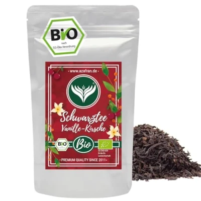 Abbildung von Azafran BIO Schwarztee Vanille Kirsch, Schwarzer Tee aromatisiert mit und Kirsche lose 250g