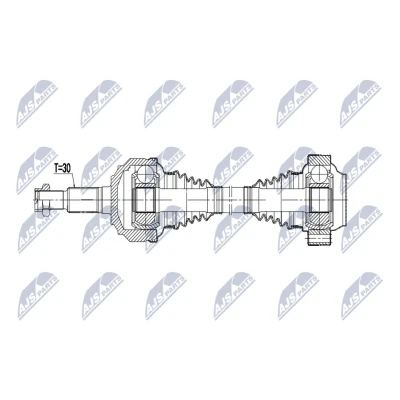 Abbildung von NTY NPW PS 011 Antriebswelle Hinterachse links, rechts 555mm Schaltgetriebe, Automatikgetriebe