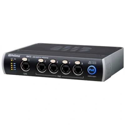 Abbildung von PreSonus SW5E, 5 Port AVB Switch Schalter mit PoE für Netzwerke Konsolen, Mischpulte, Stageboxen, Monitormischer, Lautsprecher