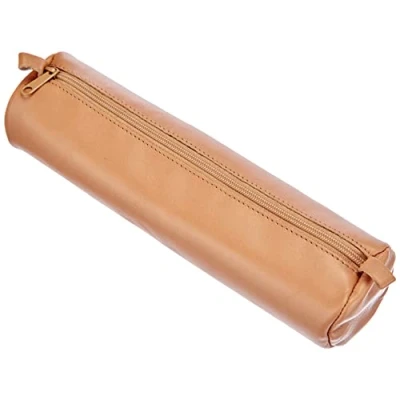 Abbildung von Clairefontaine 8298C Schlampermäppchen (aus echtem Leder, Ø5,5 x 22cm) 1 Stück natur Naturbraun