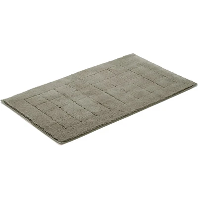 Abbildung von Vossen Badematte Exclusive, Höhe 20 mm, rutschhemmend beschichtet, fußbodenheizungsgeeignet, Baumwolle, rechteckig, Badteppich, Uni Farben, Karo Muster, Hoch Tief Effekt, reine Baumwolle