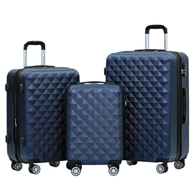 Abbildung von BEIBYE Zwillingsrollen 2066 Hartschale Trolley Koffer Reisekoffer Gepäck M L XL Set (Dunkelblau, Set)