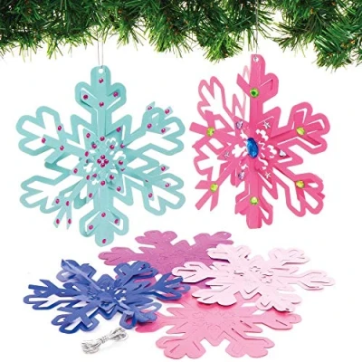 Abbildung von Baker Ross AX411 Schneeflocke Spiraldekorationen Bastelset für Kinder 12 Stück, Festliche Kreativsets und Bastelbedarf zum Basteln Dekorieren zur Weihnachtszeit