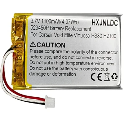 Abbildung von 3.7V 523450P 1100mah Batteriewechsel für Corsair Void Elite RGB,Corsair Virtuoso RGB，Corsair Void,Corsair Pro,Corsair Pro RGB SE H2100 Wireless Game Headset