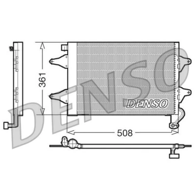 Abbildung von DENSO DCN27004 Klimakondensator mit Trockner 508x361x16 R 134a 508 VOLKSWAGEN: Fox Schrägheck, Polo IV V Schrägheck
