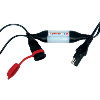 Abbildung von TecMate OptiMATE USB O 102, 1000mA Ladegerät mit automatischer Abschaltung zum Schutz der Batterie, witterungsbeständig, SAE, Ein und Ausgangskabel.