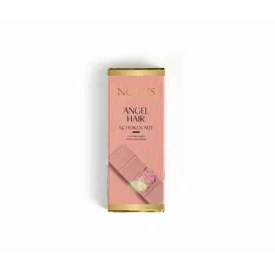 Abbildung von Noesis Angel Hair Schokolade 75g Handgefertigt Premium Ruby und Weiße mit Pistaziencreme Zuckerwattefüllung Exklusiver Genuss aus edlen Zutaten