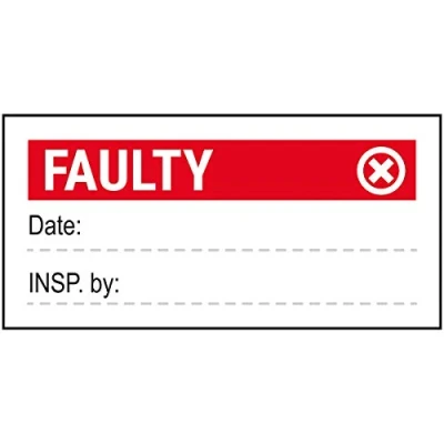 Abbildung von VSafety Faulty Write On Red Aufkleber, 51 x 25 mm, 250 Stück