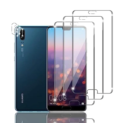 Abbildung von Ydiciv 3+3 Stück Schutzfolie für Huawei P20 Panzer Schutz Glas, 3 Stücke panzerfolie und Kamera 9H Härte, HD Klar Schutzglas, No Bubble,