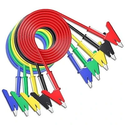 Abbildung von Cleqee 5 Stück Krokodilklemmen Prüfkabel mit zwei Enden Krokodil Kabel Isolatoren Clips Test flexible Kupferkabel für elektrische Prüfung 3.3ft/1m