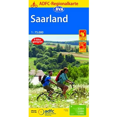Abbildung von ADFC Regionalkarte Saarland, 1:75.000, mit Tagestourenvorschlägen, reiß und wetterfest, E Bike geeignet, GPS Tracks Download (ADFC 1:75000)