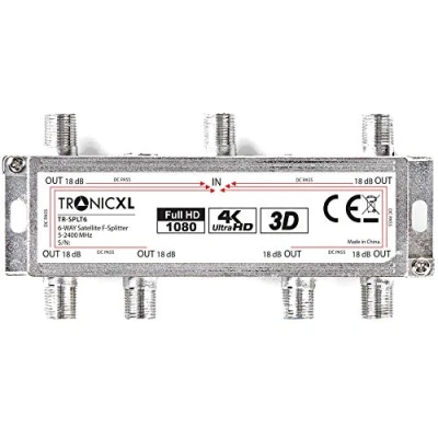 Abbildung von TronicXL Sat Verteiler 6 fach Antennenverteiler Splitter Kabelfernsehen DVB T2