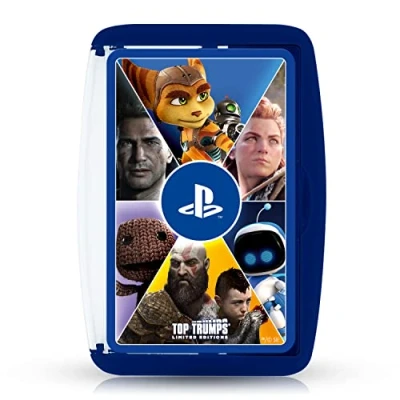 Abbildung von Top Trumps Playstation Limited Edition Kartenspiel, 30 Videospiele von Sony in einem Deck, Spielen Sie mit Kratos aus God of War, Abby The Last Us II und Bloodborne&#039;s Hunter, Spieler ab 18