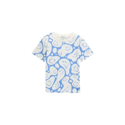 Abbildung von TOM Tailor MIT Alloverprint Tshirt print für Kinder, Größe: 104/110, Off white blue smiling design