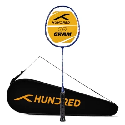 Abbildung von HUNDRED Powertek 200 PRO Graphite Strung Badminton Racket with Full Cover (Navy) for Intermediate Players Weight: 95 Grams Maximum String Tension 18 20lbs