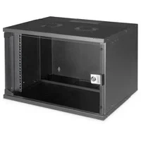 Abbildung von DIGITUS Netzwerkschrank 19 Zoll Rack 7 HE Unmontiert Wandmontage 400 mm Tiefe 327 Nutztiefe Traglast 60 kg Glastür SOHO Pro Serie Schwarz