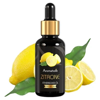 Abbildung von Aromaholik Zitronenöl BIO 100% naturrein Ätherische Öle für Diffuser &amp; Aroma Zertifiziertes ätherisches Öl aus Indien Lemon Essential Oils 30ml Sauna Massage