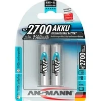 Abbildung von ANSMANN Akku AA 2700mAh NiMH 1,2V Mignon Batterien wiederaufladbar, mit hoher Kapazität ideal für hohen Strombedarf wie Kamera, Foto Blitz, Taschenlampe, Controller (2 Stück)
