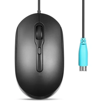 Abbildung von Perixx PERIMICE 222 Kabelgebundene Optische Maus, Verstellbare DPI 1200/1600/2000, Leiser klick, 1,8 m Kabel, Kompatibel mit Tablets Laptops PCs, Weiß (PS/2, Schwarz)