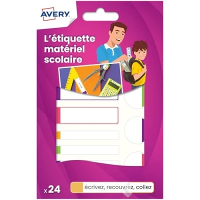 Abbildung von Avery Klebeetiketten, 24 Stück, weiß mit Rand in pink/lila/grün/Orange