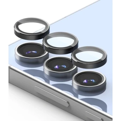 Abbildung von Ringke Camera Lens Frame Glass [2 Stück] Kompatibel mit Samsung Galaxy S24 FE Kameraschutz, HD Qualität Gehärtetes Glas Einzelne Linse Schutz Aluminiumrahmen Black