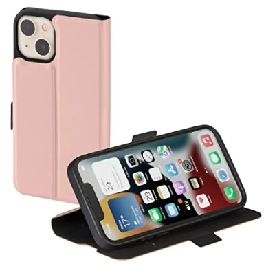 Abbildung von Hama Handytasche für Apple iPhone 14 (Schutzhülle mit Kartenfach, klappbare Hülle Magnetverschluss und Standfunktion) rosa