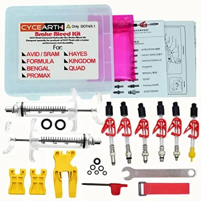 Abbildung von CYCEARTH Fahrrad Bremse DOT Öl Bleed Kit für Avid Sram Code 5 R Juicy Ultimate Elixir Formula Hayes Bngal Hope Quad Hydraulische Disc Werkzeuge (Kit A)